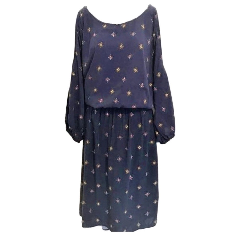 Old Navy Dress 3X Cold Shoulder Elastic Waist Navy Blue Geometric Women
